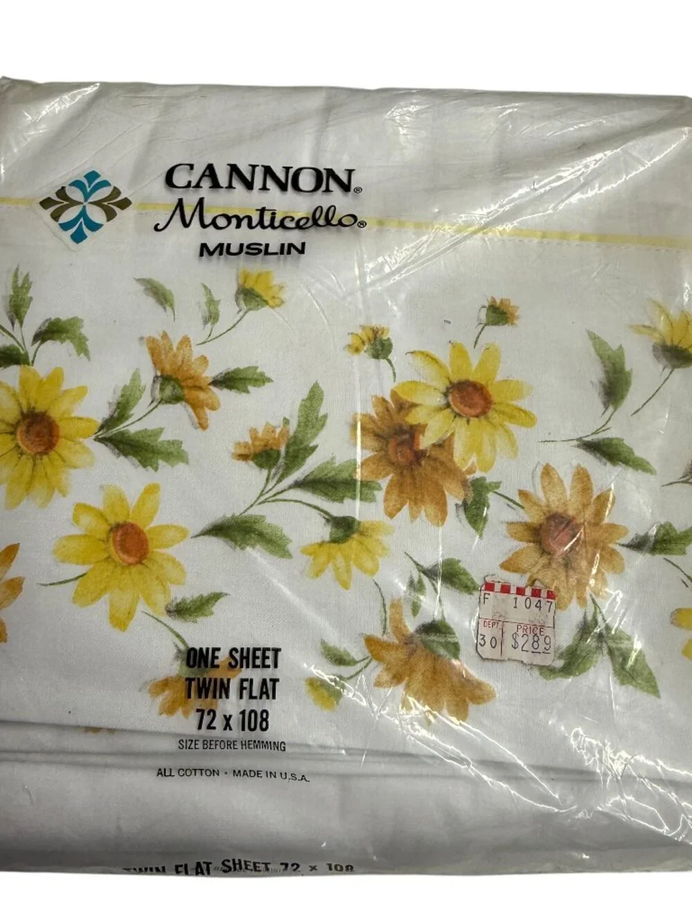 Vintage Deadstock Cannon Mills Monticello Daisy‎ Blossom Twin Sheets Flat